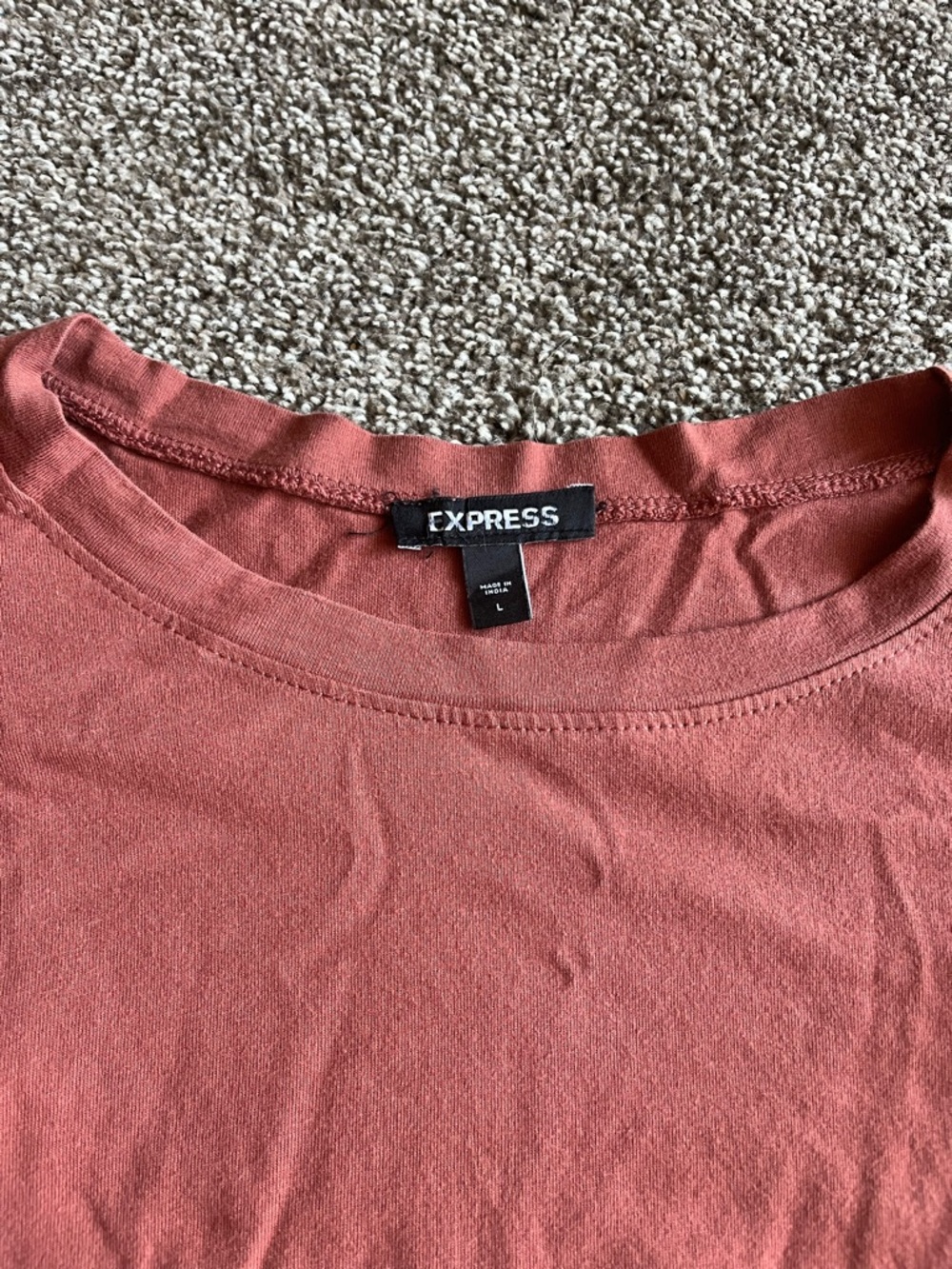 Express Rust Eyelet Ruffle Sleeve Tee - Picture 2 of 5